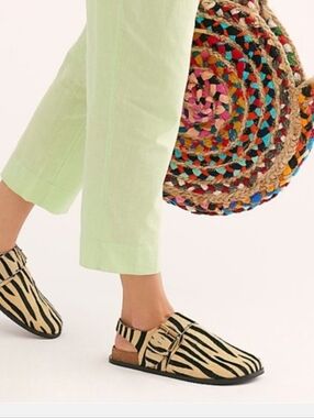 Free People Seattle Slingback Clog Zebra Calf Hair